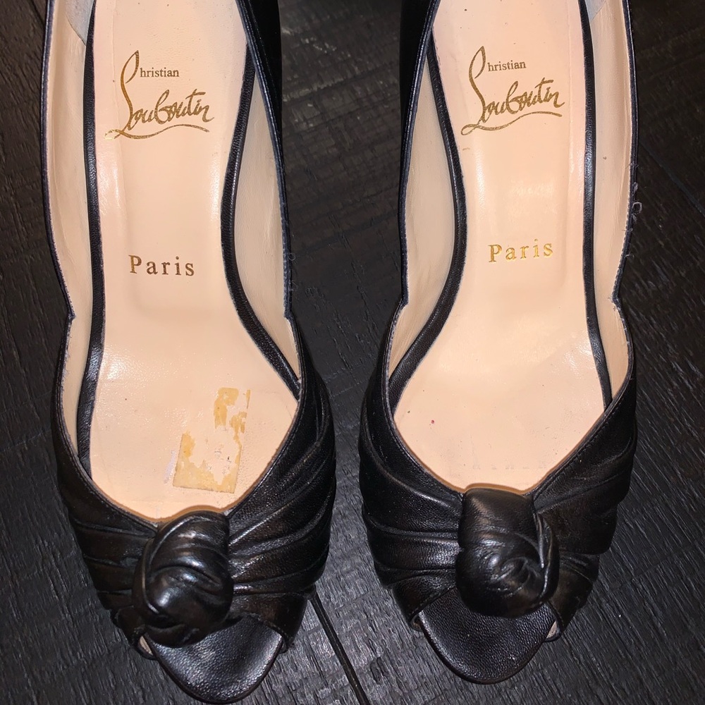 Christian Louboutin Leather Peep-Toe Pumps